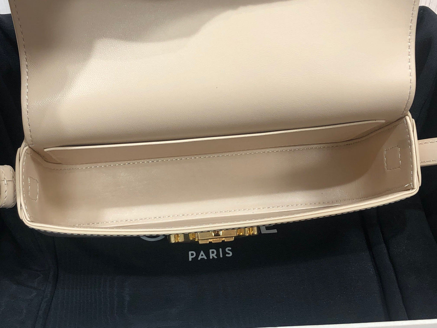 Celine Claude Shoulder Bag in Light Yellow Calfskin