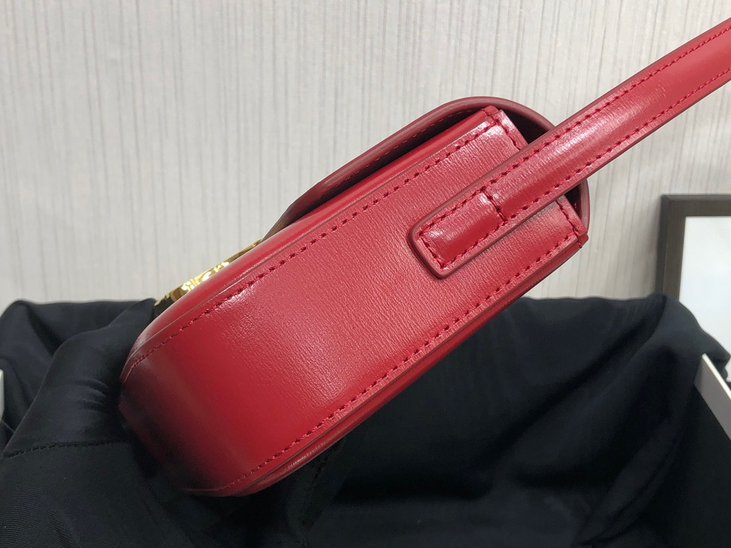 Celine Claude Shoulder Bag in Red Calfskin