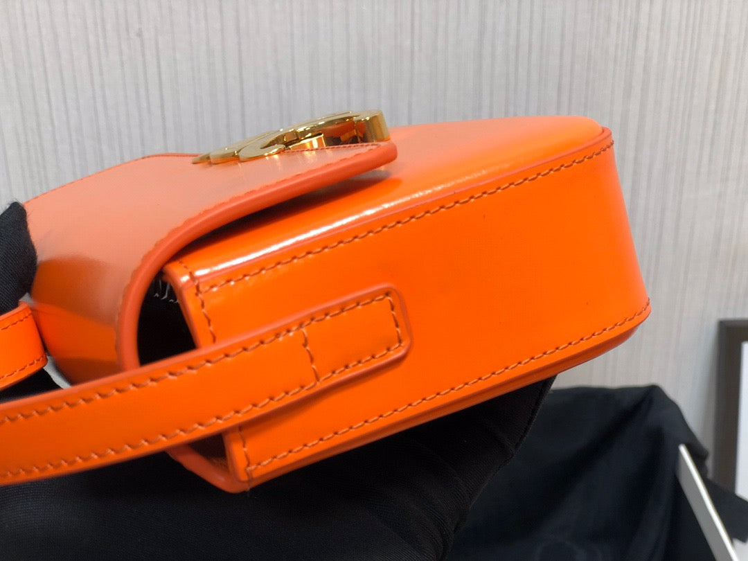 Celine Claude Shoulder Bag in Orange Calfskin