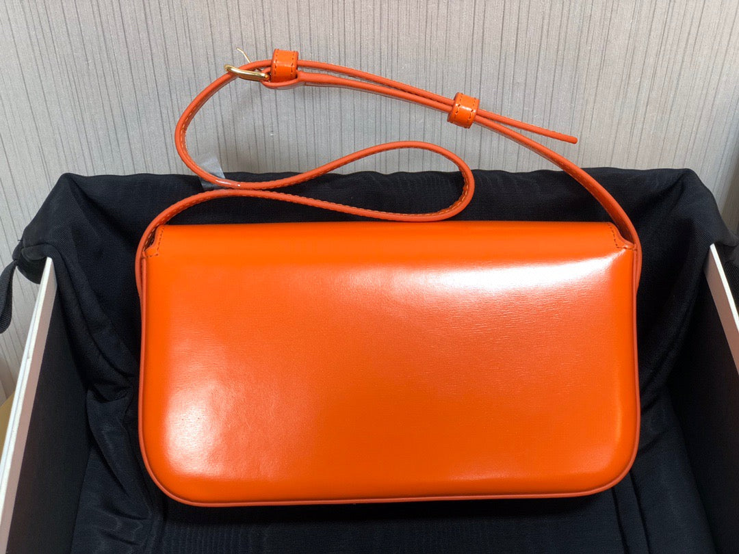 Celine Claude Shoulder Bag in Orange Calfskin