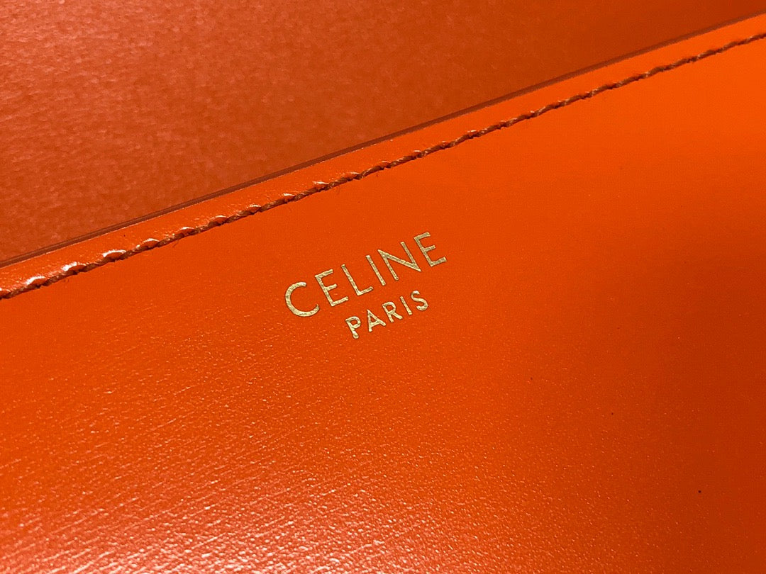 Celine Claude Shoulder Bag in Orange Calfskin