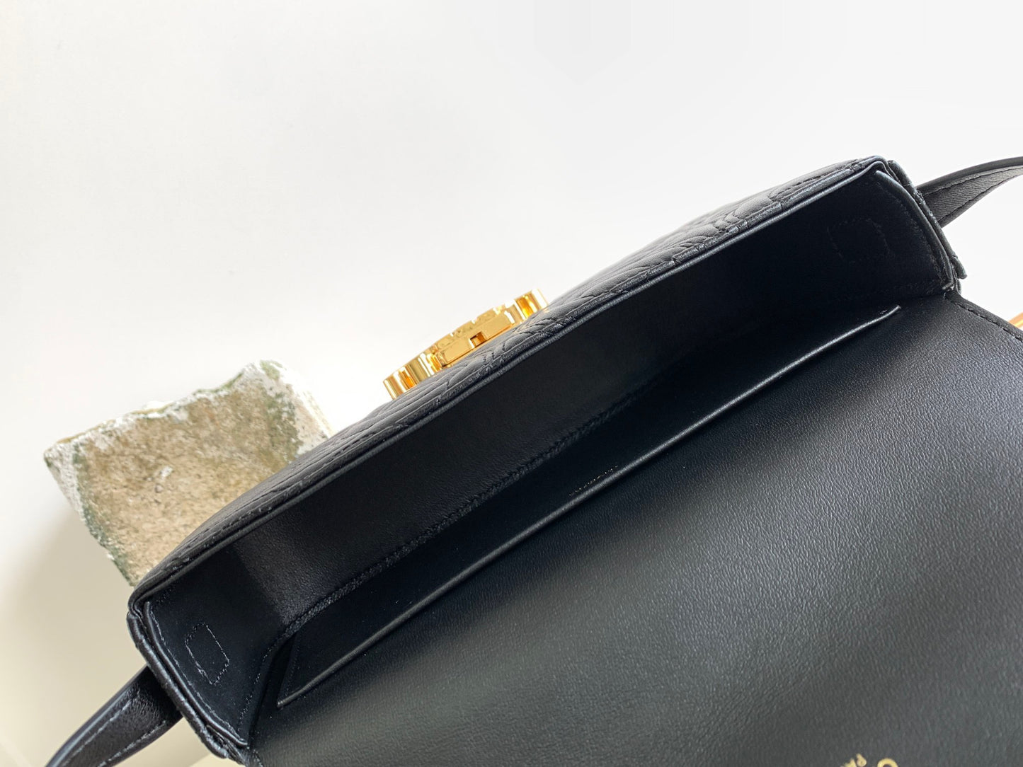 Celine Triomphe Shoulder Bag In Black Triomphe Canvas And Calfksin