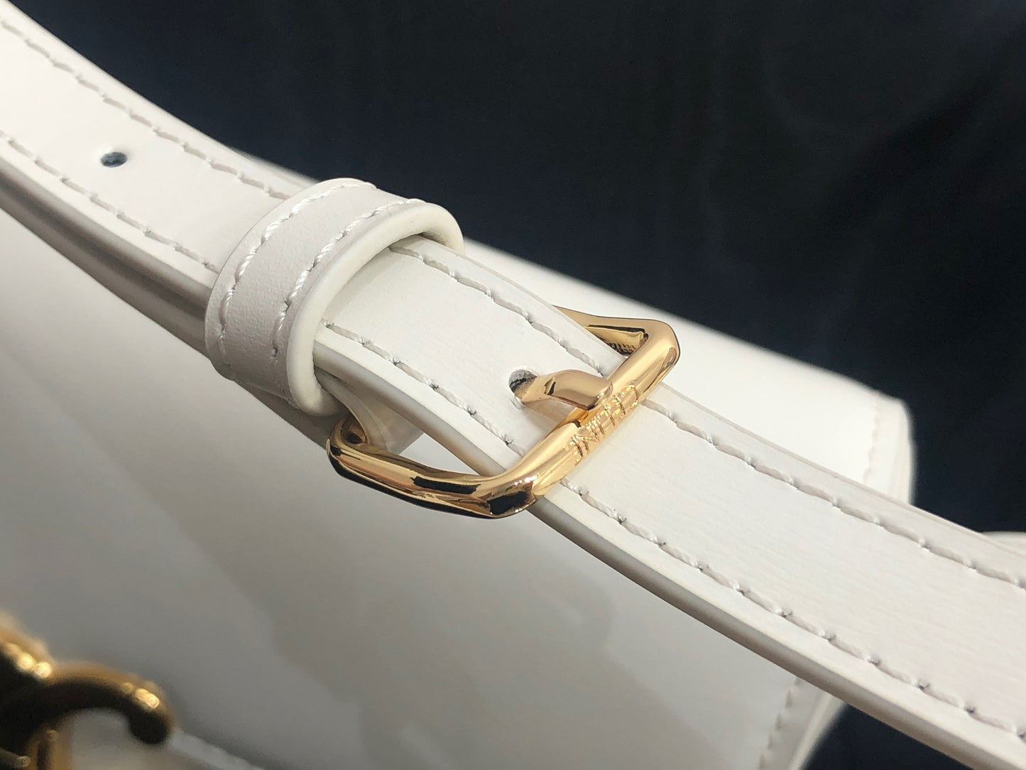 Celine Claude Shoulder Bag in White Calfskin