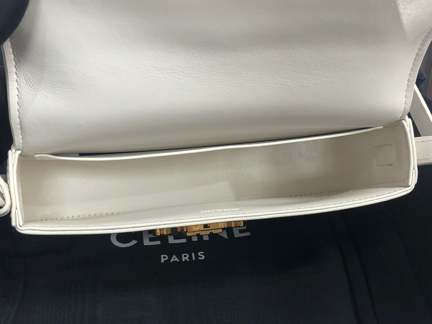 Celine Claude Shoulder Bag in White Calfskin