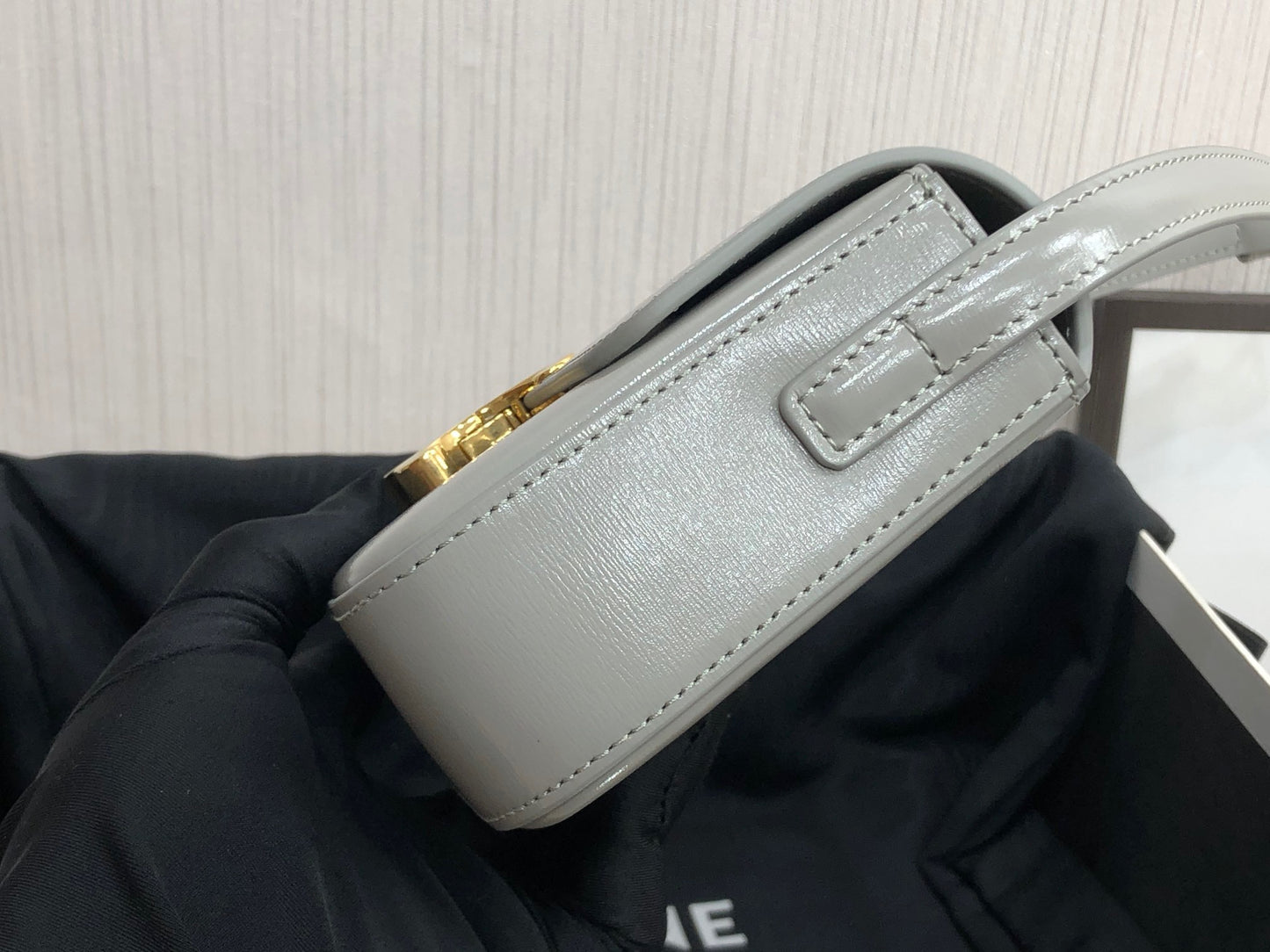 Celine Claude Shoulder Bag in Gray Calfskin