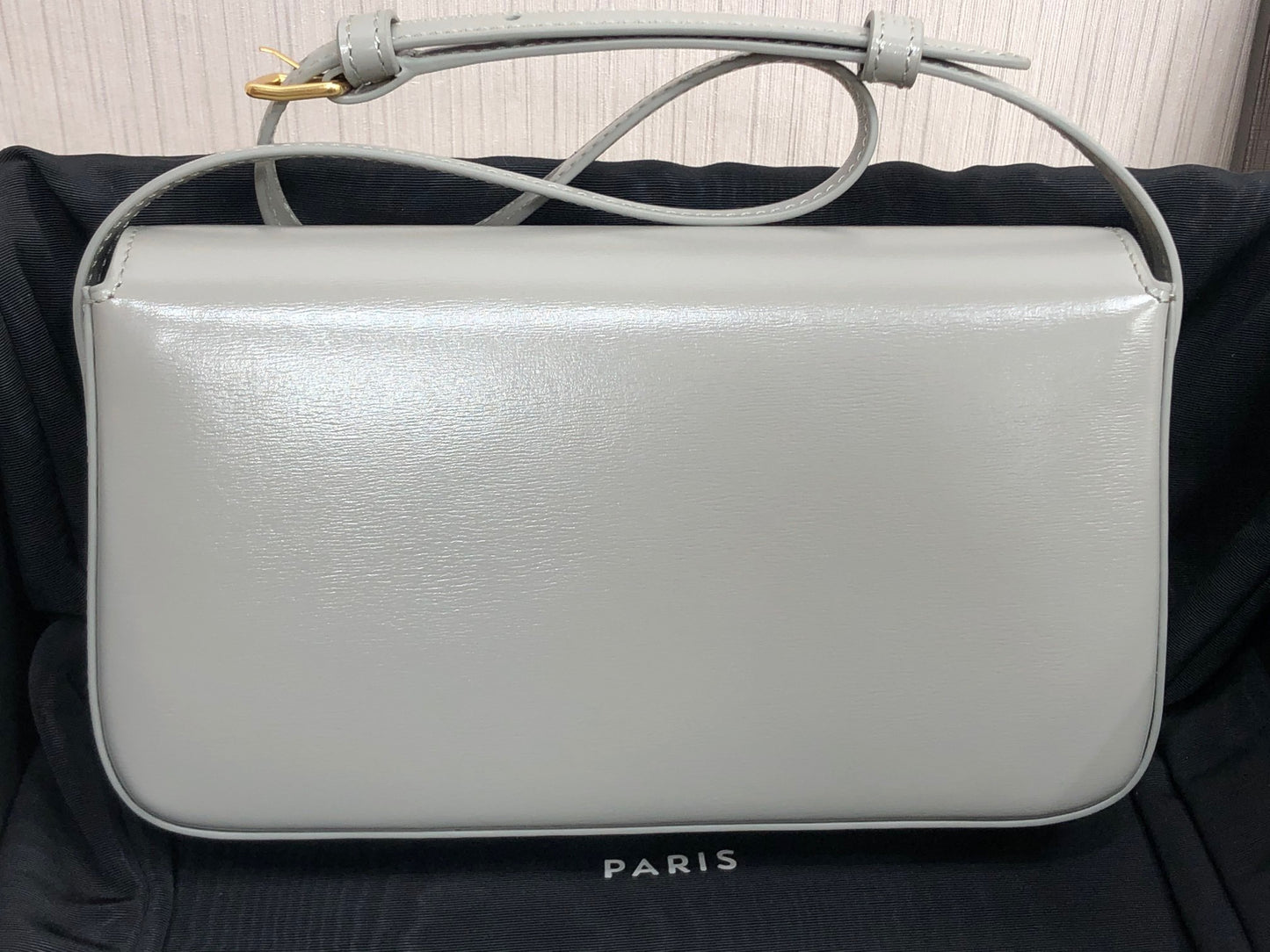 Celine Claude Shoulder Bag in Gray Calfskin