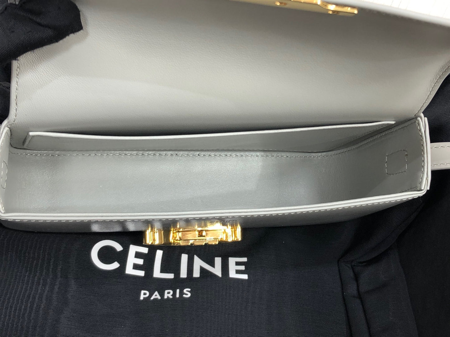 Celine Claude Shoulder Bag in Gray Calfskin