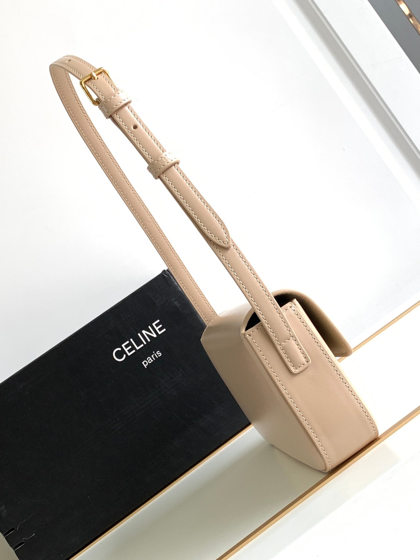 Celine Claude Shoulder Bag in Nude Color Calfskin