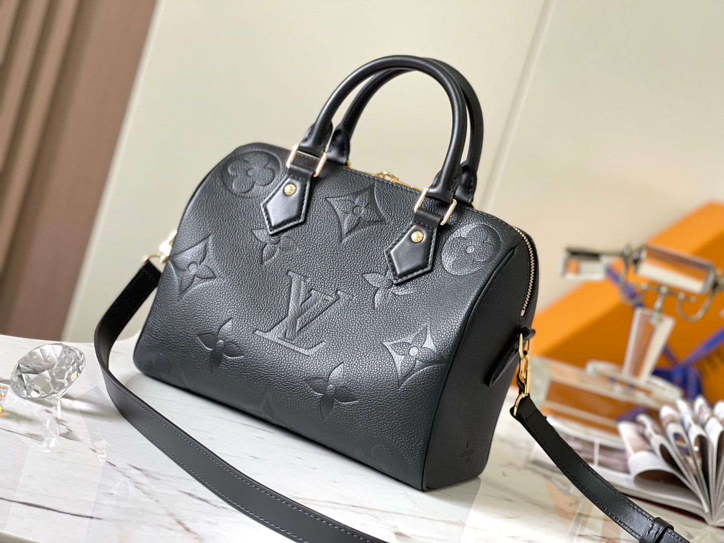 LV Speedy 25 In Black Leather Presbyopia Series