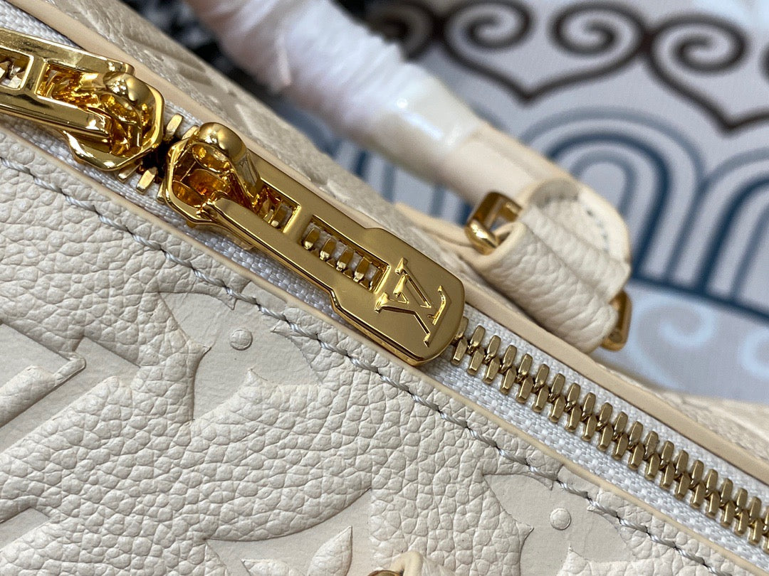 LV Speedy 25 In White Flower Full Leather Series