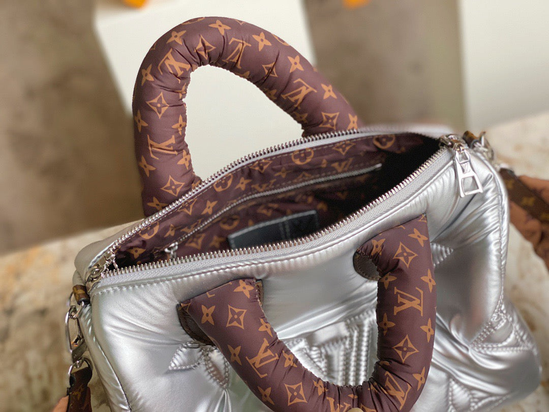 LV Speedy 25 In Silver Autumn And Winter Down Bag