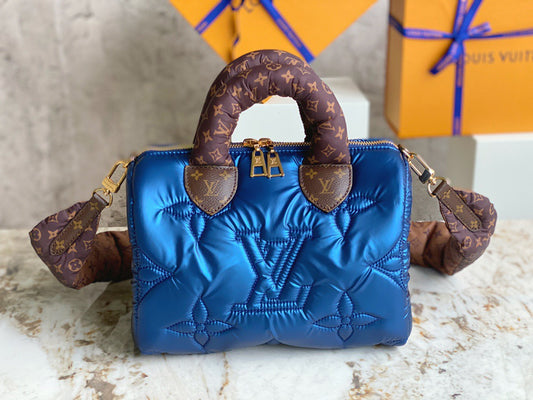 LV Speedy 25 In Blue Autumn And Winter Down Bag