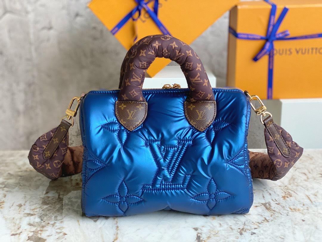 LV Speedy 25 In Blue Autumn And Winter Down Bag