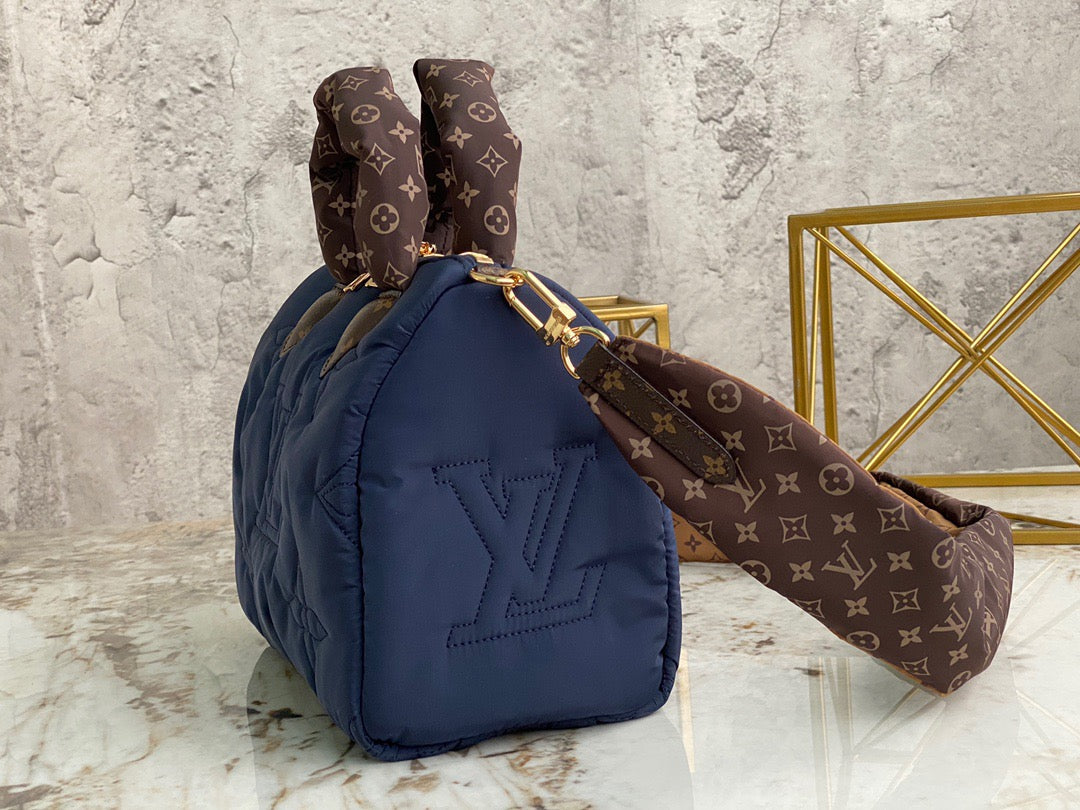 LV Speedy 25 In Navy Blue Autumn And Winter Down Bag