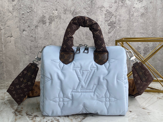 LV Speedy 25 In Light Blue Autumn And Winter Down Bag