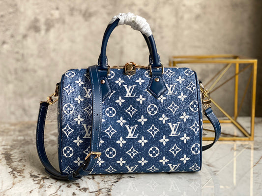 LV Speedy 25 In Classic Blue Denim