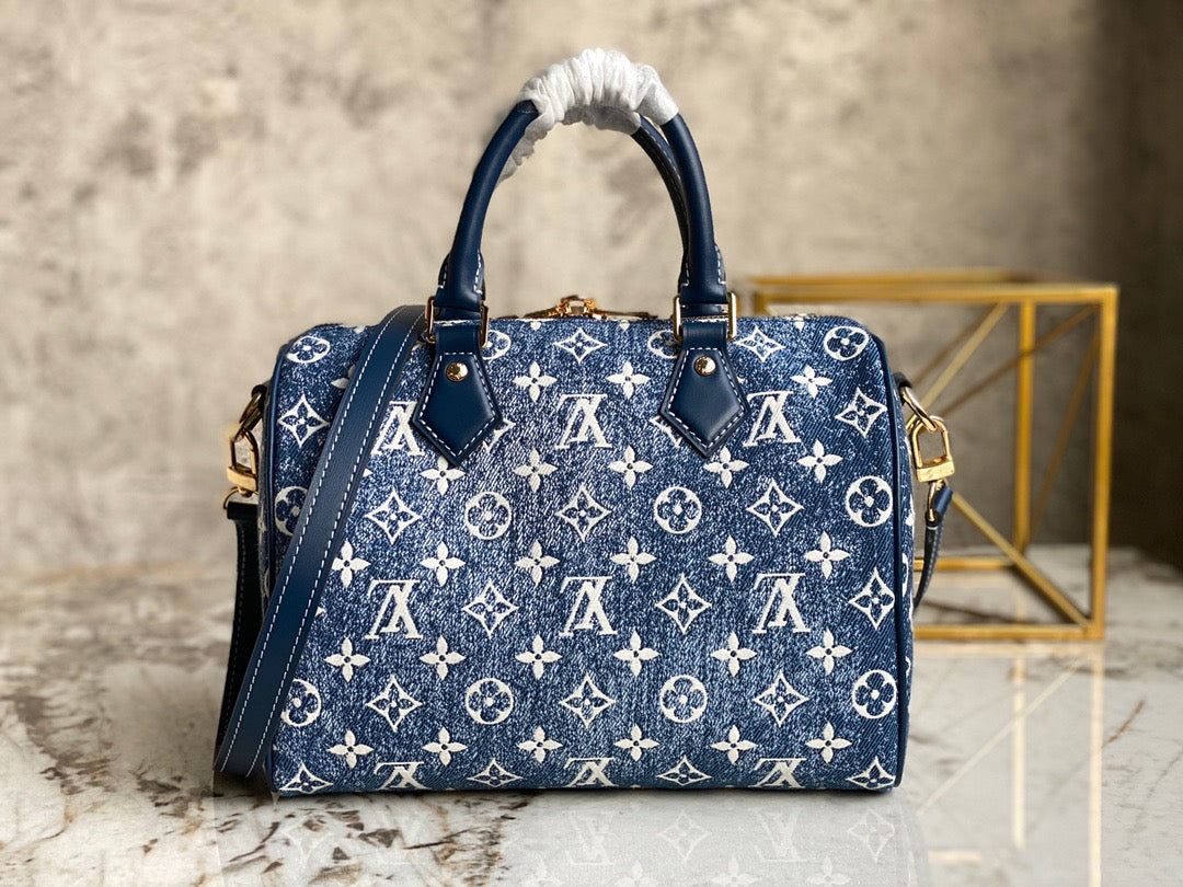 LV Speedy 25 In Classic Blue Denim