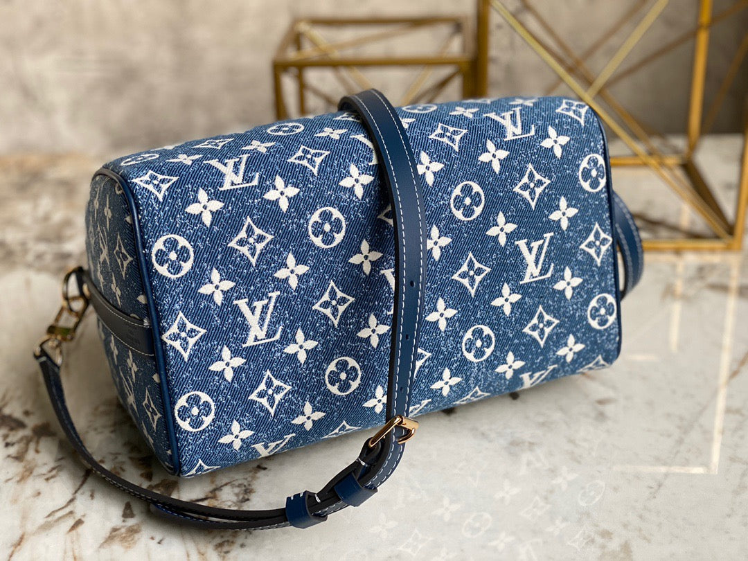 LV Speedy 25 In Classic Blue Denim