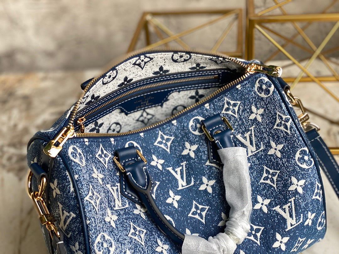 LV Speedy 25 In Classic Blue Denim