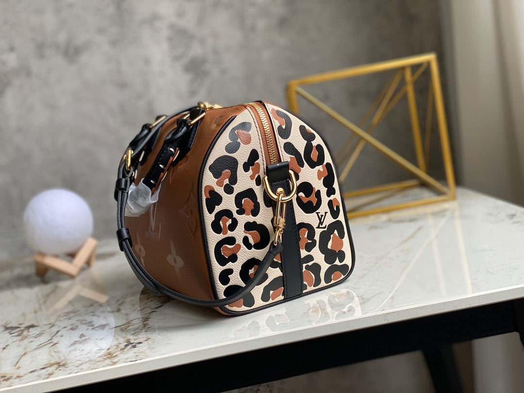 LV Speedy 25 In Brown Leopard Print Series