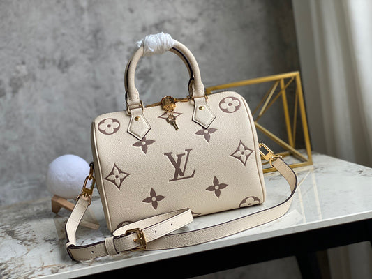 LV Speedy 25 In Beige Silk Screen Series