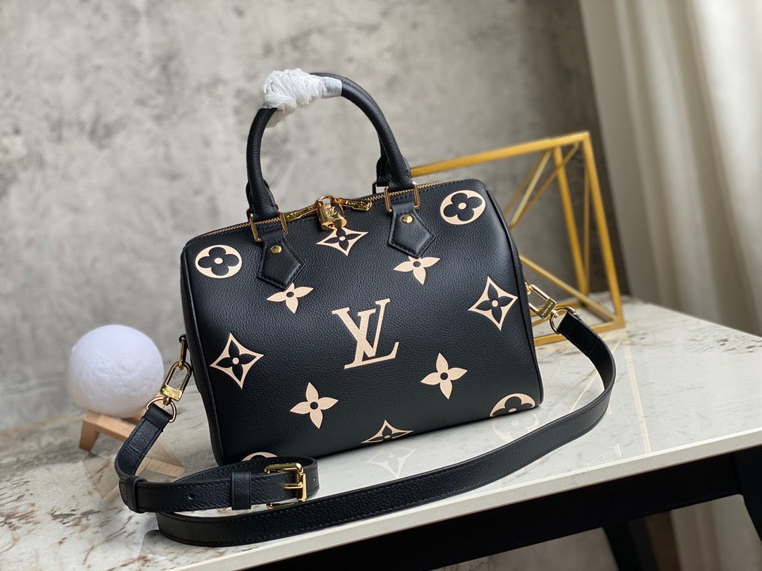 LV Speedy 25 Black Silk Screen Series