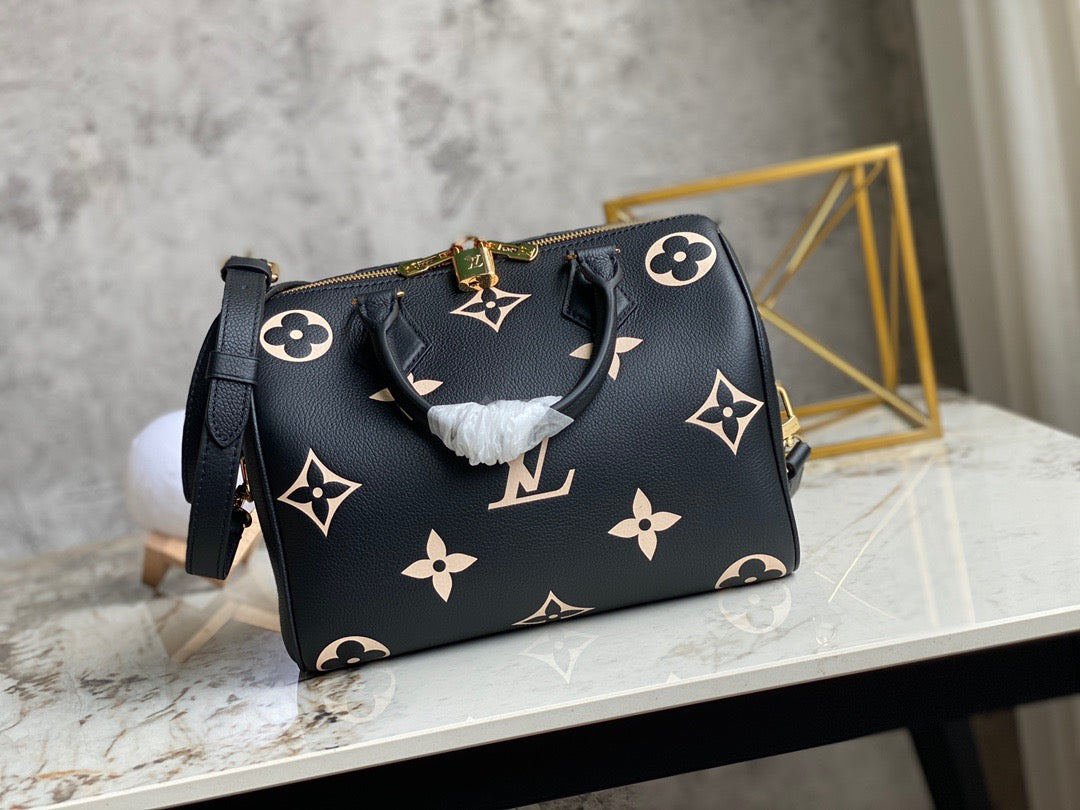 LV Speedy 25 Black Silk Screen Series