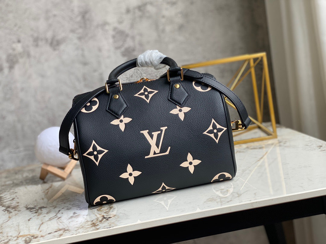 LV Speedy 25 Black Silk Screen Series