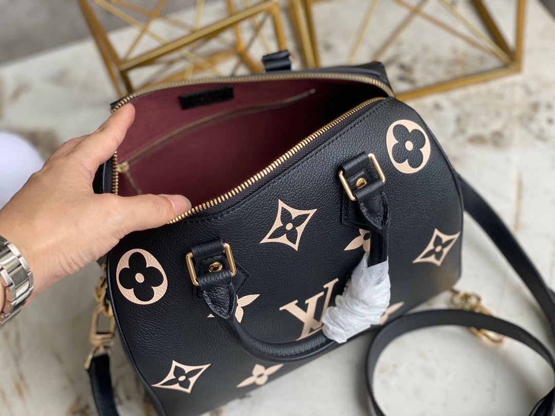 LV Speedy 25 Black Silk Screen Series