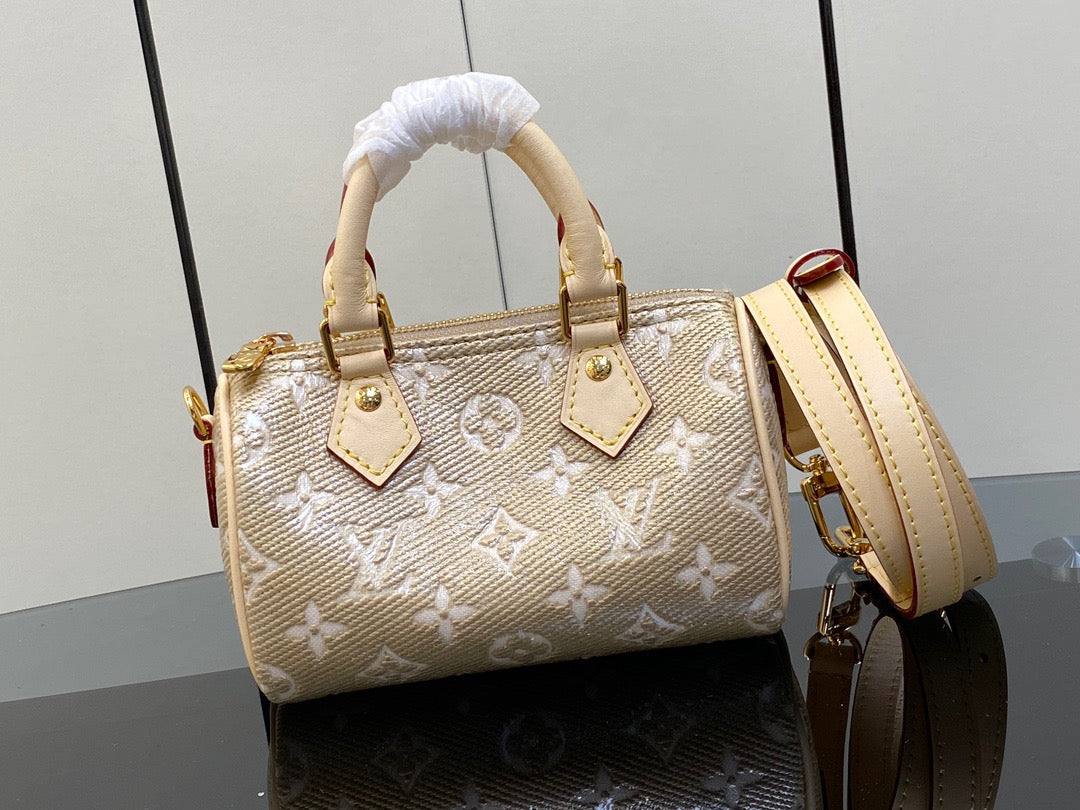 LV Speedy 16 In Gold Embossed Leather