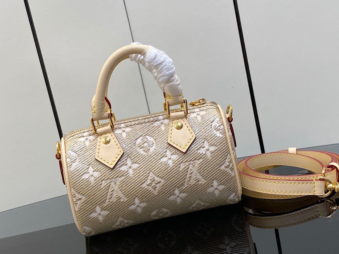 LV Speedy 16 In Gold Embossed Leather