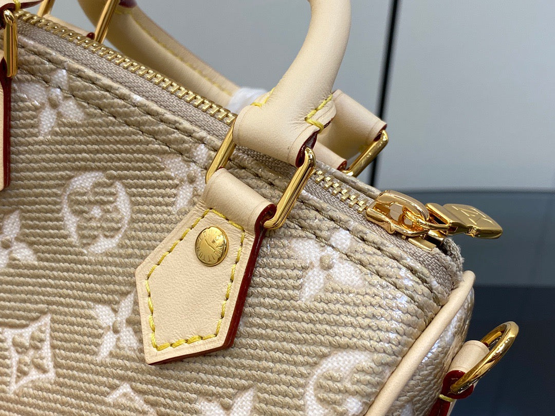 LV Speedy 16 In Gold Embossed Leather