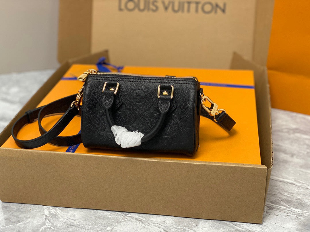 LV Speedy 16 In Black Old Flower Embroidery Series