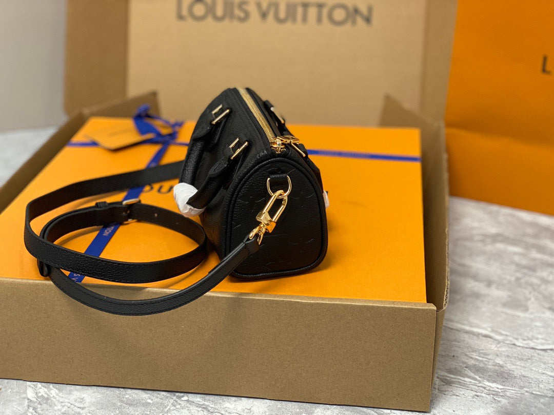 LV Speedy 16 In Black Old Flower Embroidery Series