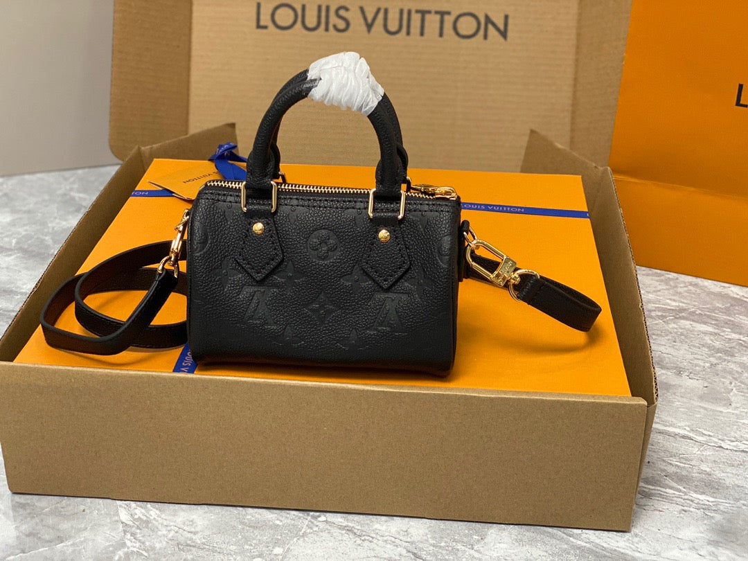 LV Speedy 16 In Black Old Flower Embroidery Series