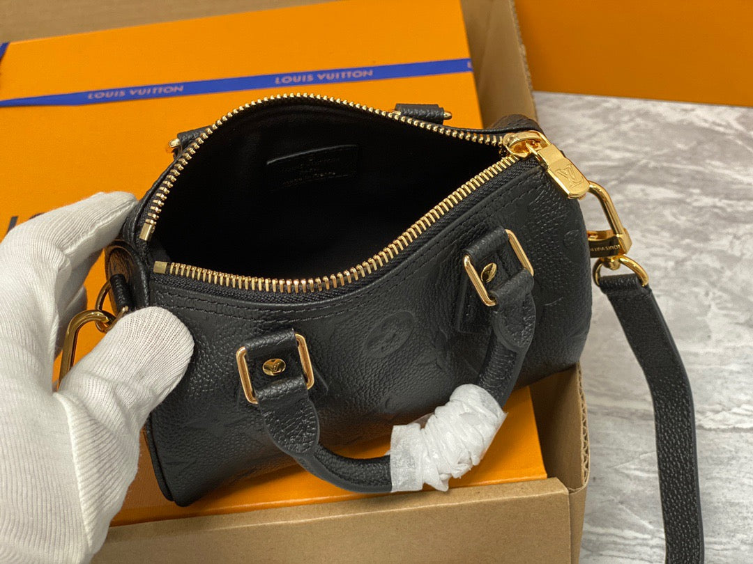 LV Speedy 16 In Black Old Flower Embroidery Series