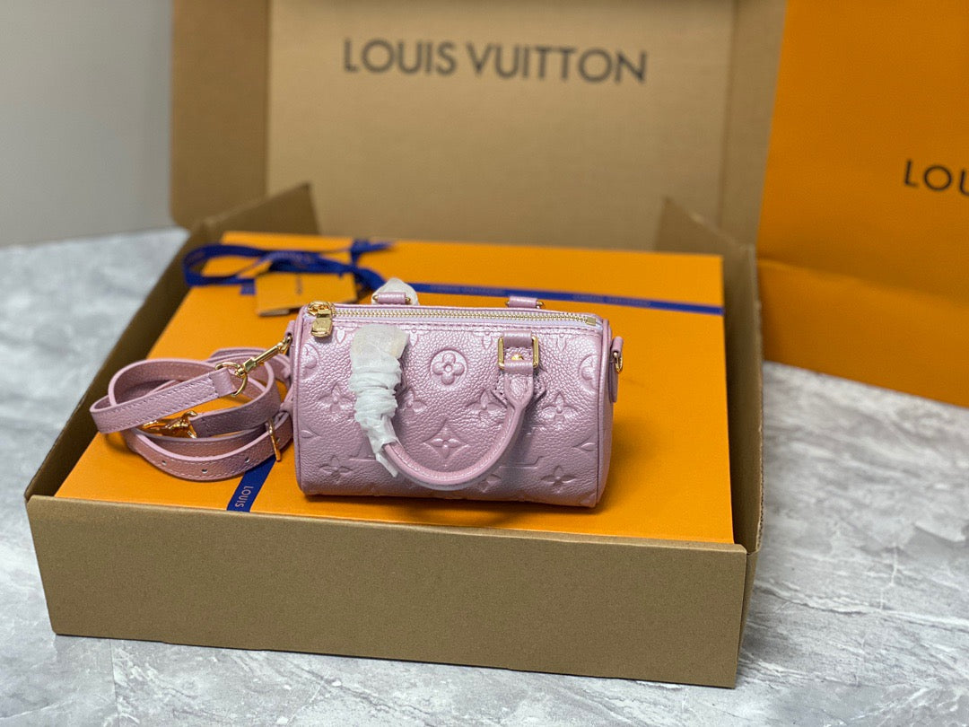 LV Speedy 16 In Pink Old Flower Embroidery Series