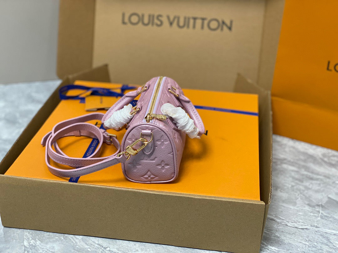 LV Speedy 16 In Pink Old Flower Embroidery Series