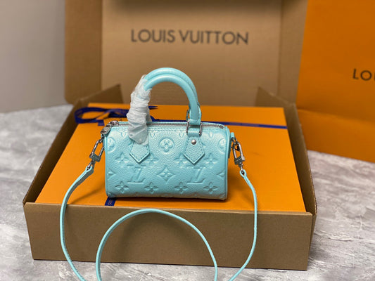 LV Speedy 16 In Blue Old Flower Embroidery Series