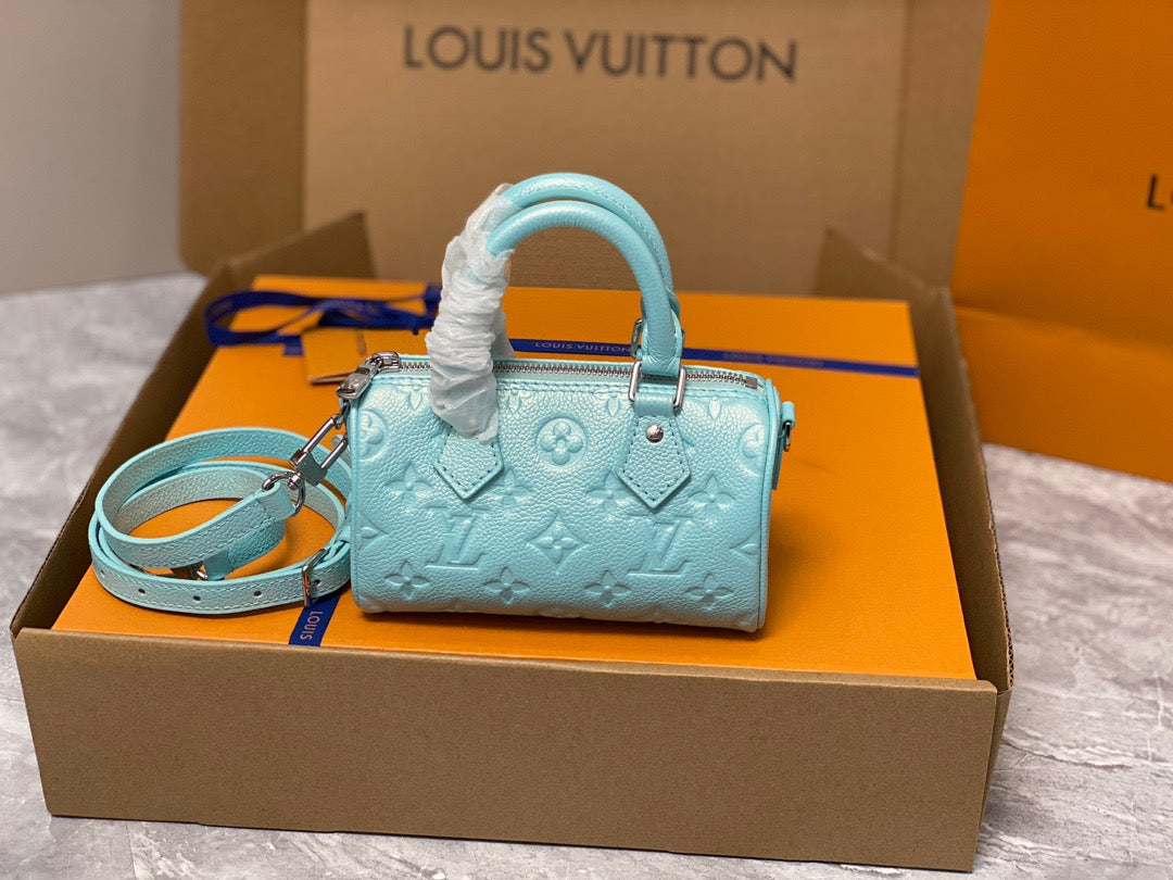 LV Speedy 16 In Blue Old Flower Embroidery Series