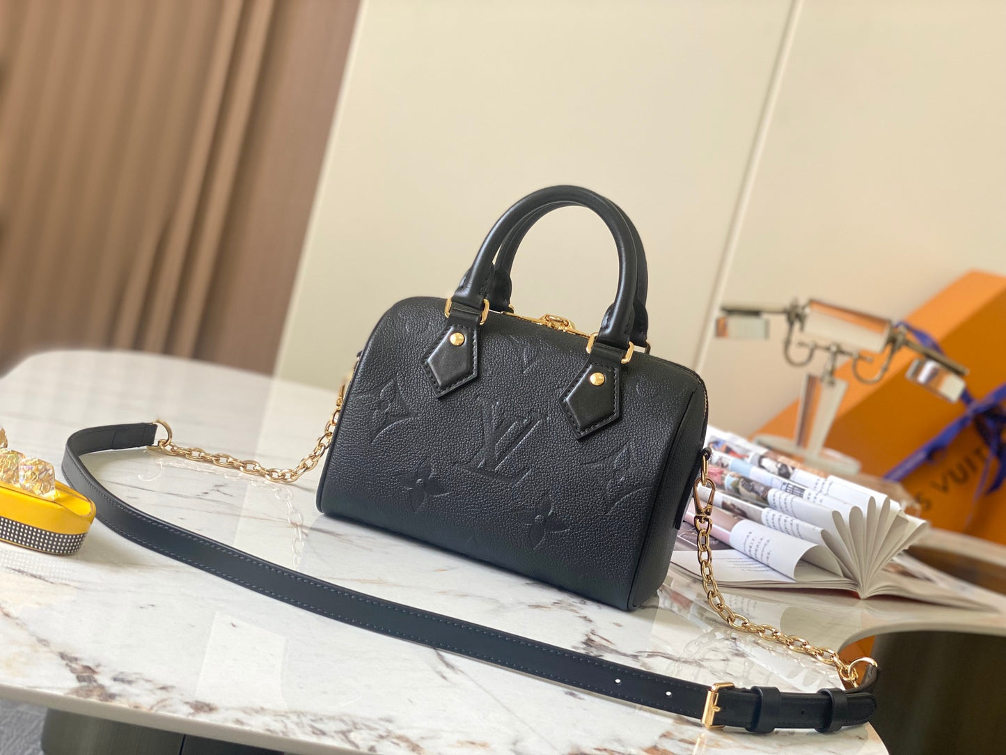 LV Speedy 20 Full-grain Embossed Calfskin Leather