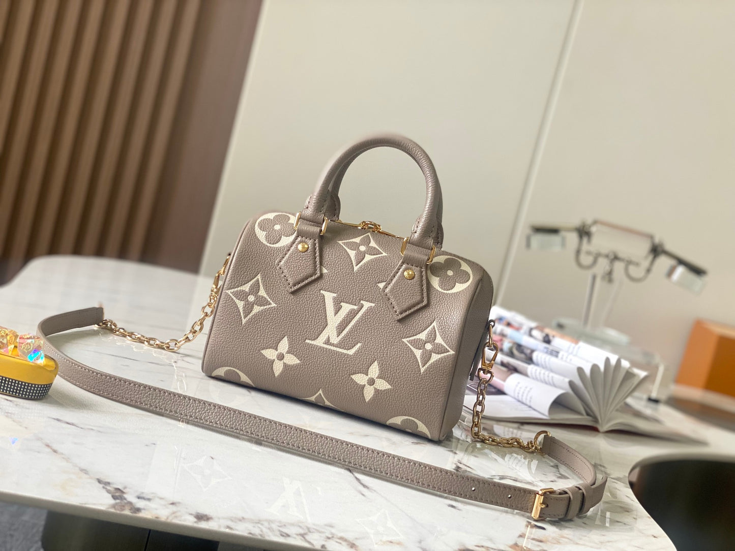 LV Speedy 20 Full-grain Brown Embossed Calfskin Leather