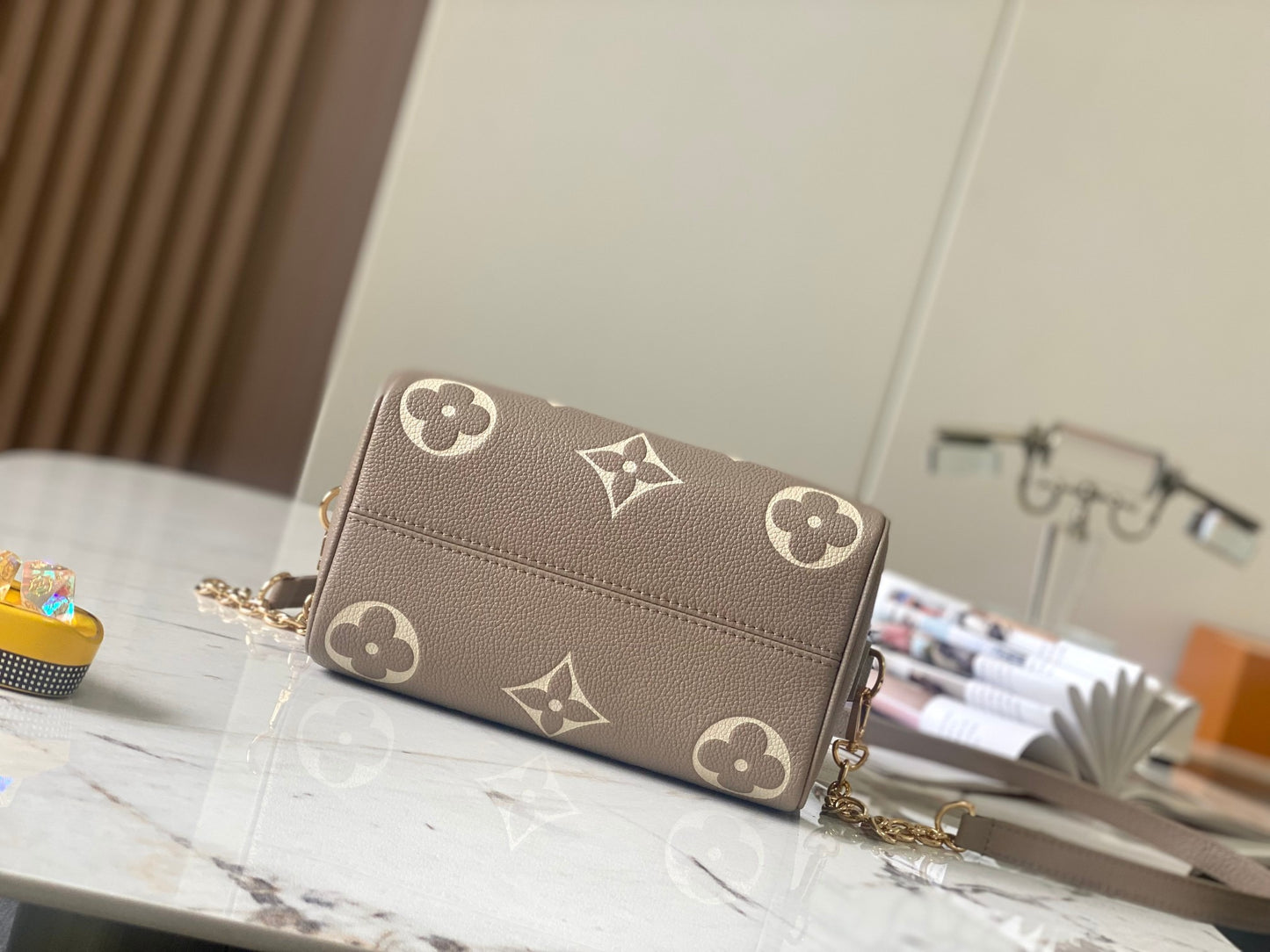 LV Speedy 20 Full-grain Brown Embossed Calfskin Leather