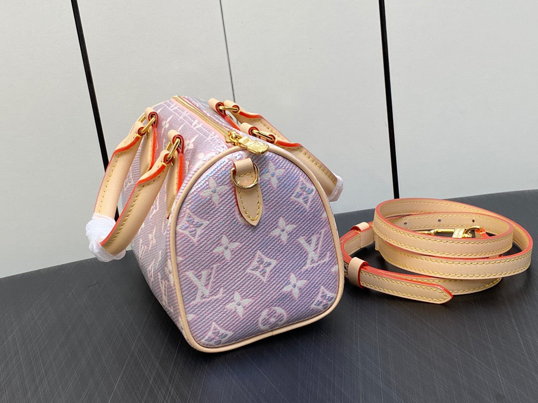 LV Speedy Bandouliere 20 In Pink Purple