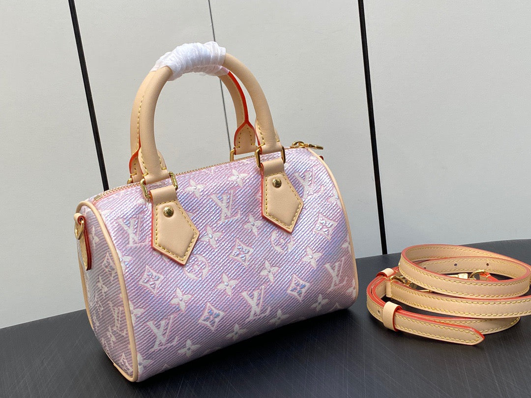 LV Speedy Bandouliere 20 In Pink Purple