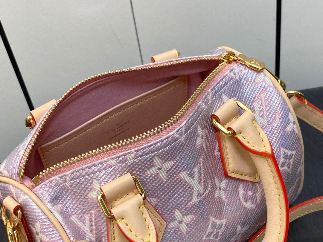 LV Speedy Bandouliere 20 In Pink Purple