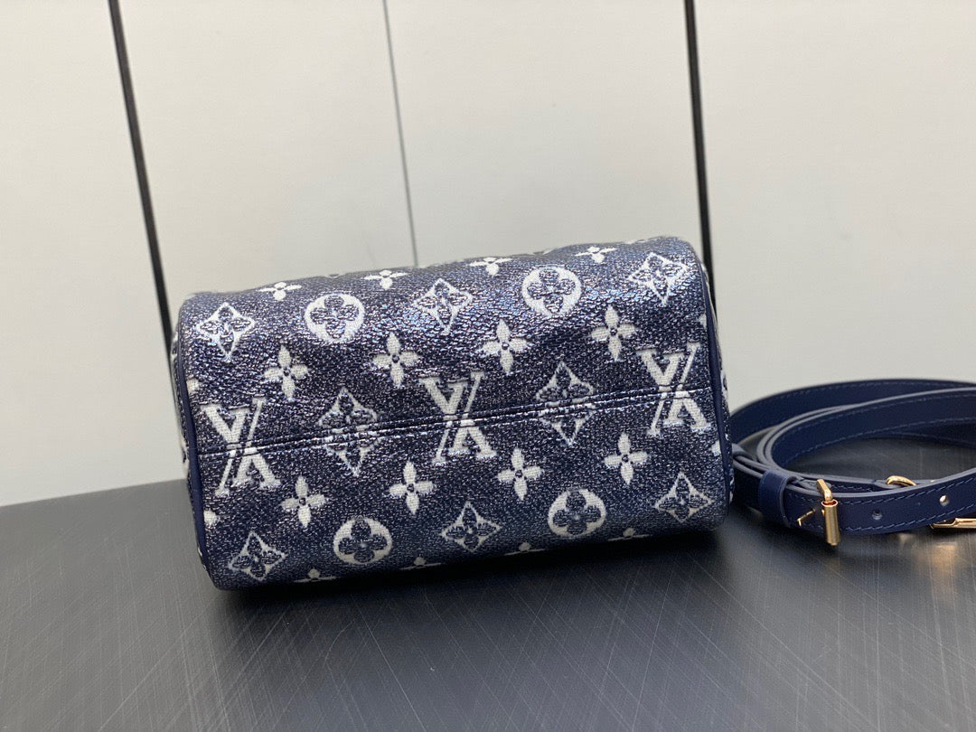 LV Speedy 20 Monoglam Jacquard Canvas Navy leather