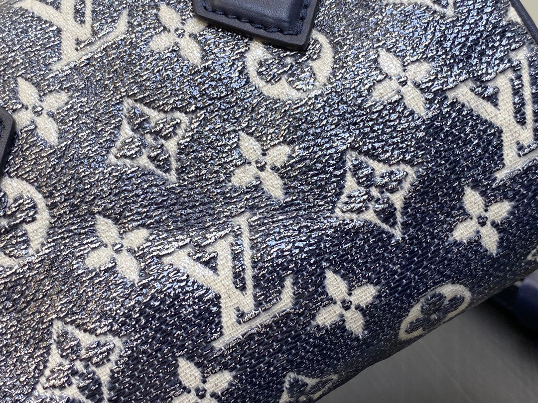 LV Speedy 20 Monoglam Jacquard Canvas Navy leather