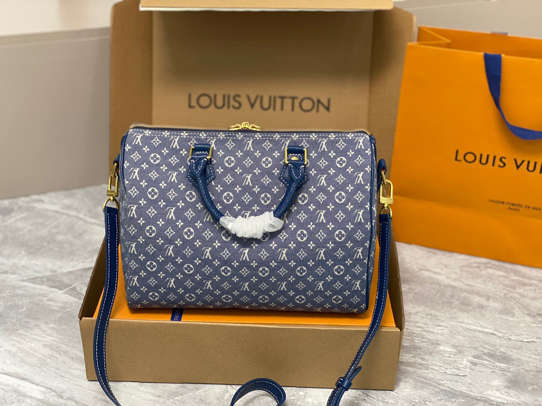 LV Speedy 30 In Denim Jacquard With Canvas