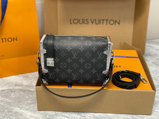 Louis Vuitton Side Trunk Black Floral Leather